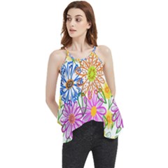 Bloom Flora Pattern Printing Flowy Camisole Tank Top