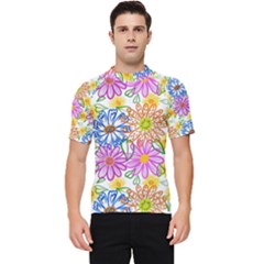 Bloom Flora Pattern Printing Men s Short Sleeve Rash Guard