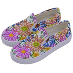 Bloom Flora Pattern Printing Kids  Canvas Slip Ons