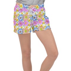 Bloom Flora Pattern Printing Women s Velour Lounge Shorts