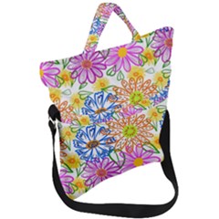 Bloom Flora Pattern Printing Fold Over Handle Tote Bag by Maspions