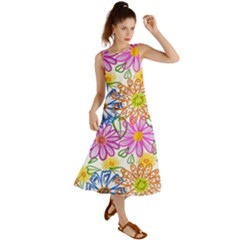 Bloom Flora Pattern Printing Summer Maxi Dress