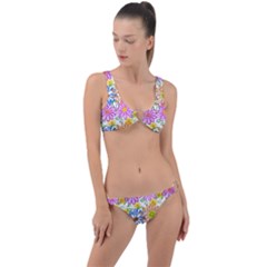 Bloom Flora Pattern Printing Ring Detail Crop Bikini Set