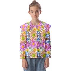 Bloom Flora Pattern Printing Kids  Peter Pan Collar Blouse by Maspions