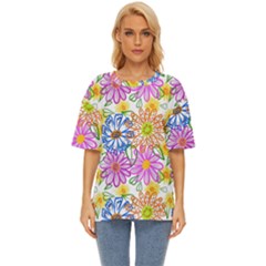 Bloom Flora Pattern Printing Oversized Basic T-shirt