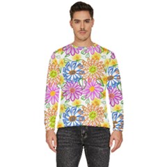 Bloom Flora Pattern Printing Men s Fleece Sweatshirt by Maspions