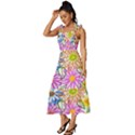 Bloom Flora Pattern Printing Tie-Strap Tiered Midi Chiffon Dress View2