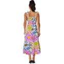 Bloom Flora Pattern Printing Tie-Strap Tiered Midi Chiffon Dress View4