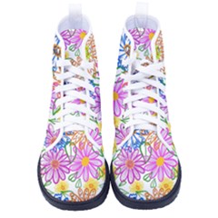 Bloom Flora Pattern Printing Kid s High-top Canvas Sneakers