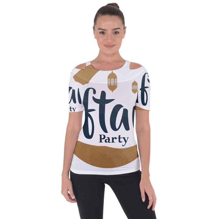 Iftar-party-t-w-01 Shoulder Cut Out Short Sleeve Top