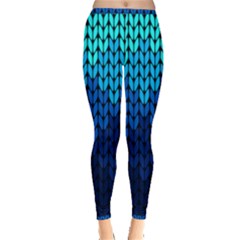 Blue Gradient Knit Pattern Inside Out Leggings by quinncafe82