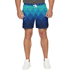 Blue Gradient Knit Pattern Men s Runner Shorts by quinncafe82