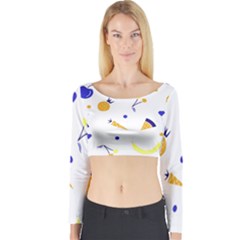 Pattern-fruit-apples-green Long Sleeve Crop Top