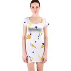 Pattern-fruit-apples-green Short Sleeve Bodycon Dress