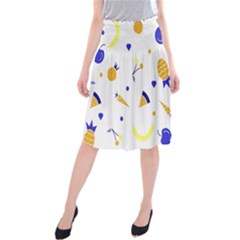 Pattern-fruit-apples-green Midi Beach Skirt by Maspions