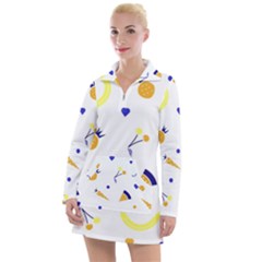 Pattern-fruit-apples-green Women s Long Sleeve Casual Dress