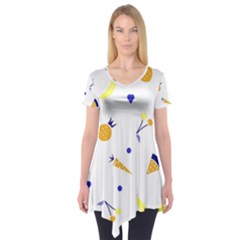 Pattern-fruit-apples-green Short Sleeve Tunic 