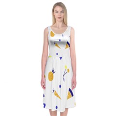 Pattern-fruit-apples-green Midi Sleeveless Dress