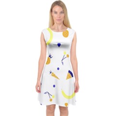 Pattern-fruit-apples-green Capsleeve Midi Dress