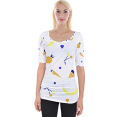 Pattern-fruit-apples-green Wide Neckline T-shirt