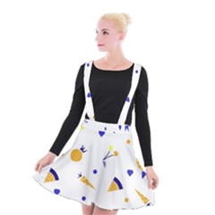 Pattern-fruit-apples-green Suspender Skater Skirt by Maspions