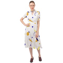 Pattern-fruit-apples-green Keyhole Neckline Chiffon Dress by Maspions