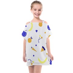 Pattern-fruit-apples-green Kids  One Piece Chiffon Dress