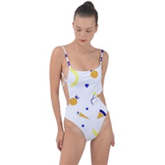 Pattern-fruit-apples-green Tie Strap One Piece Swimsuit