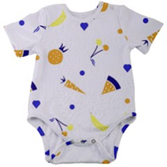 Pattern-fruit-apples-green Baby Short Sleeve Bodysuit