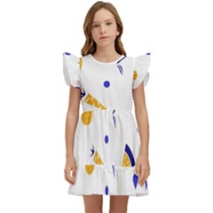 Pattern-fruit-apples-green Kids  Winged Sleeve Dress