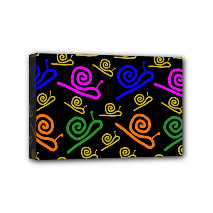 Pattern-repetition-snail-blue Mini Canvas 6  x 4  (Stretched)