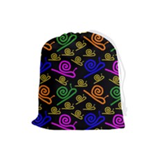 Pattern-repetition-snail-blue Drawstring Pouch (large)