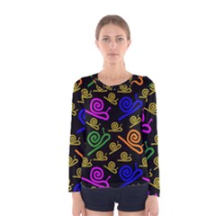 Pattern-repetition-snail-blue Women s Long Sleeve T-shirt