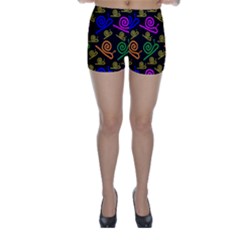 Pattern-repetition-snail-blue Skinny Shorts by Maspions