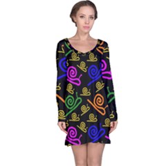 Pattern-repetition-snail-blue Long Sleeve Nightdress