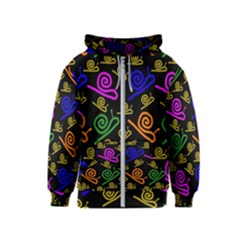 Pattern-repetition-snail-blue Kids  Zipper Hoodie