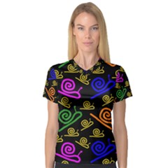 Pattern-repetition-snail-blue V-neck Sport Mesh T-shirt