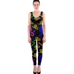 Pattern-repetition-snail-blue One Piece Catsuit