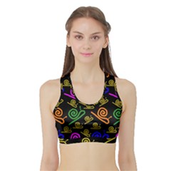 Pattern-repetition-snail-blue Sports Bra With Border