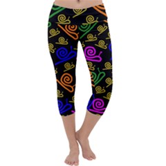 Pattern-repetition-snail-blue Capri Yoga Leggings