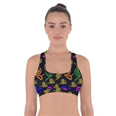 Pattern-repetition-snail-blue Cross Back Sports Bra by Maspions