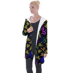 Pattern-repetition-snail-blue Longline Hooded Cardigan