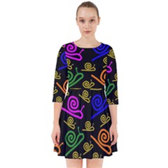 Pattern-repetition-snail-blue Smock Dress by Maspions