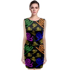 Pattern-repetition-snail-blue Sleeveless Velvet Midi Dress