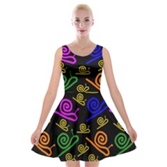 Pattern-repetition-snail-blue Velvet Skater Dress