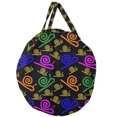 Pattern-repetition-snail-blue Giant Round Zipper Tote