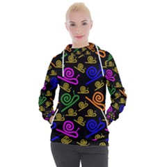 Pattern-repetition-snail-blue Women s Hooded Pullover