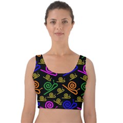 Pattern-repetition-snail-blue Velvet Crop Top