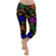 Pattern-repetition-snail-blue Lightweight Velour Capri Yoga Leggings