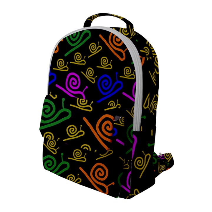 Pattern-repetition-snail-blue Flap Pocket Backpack (Large)